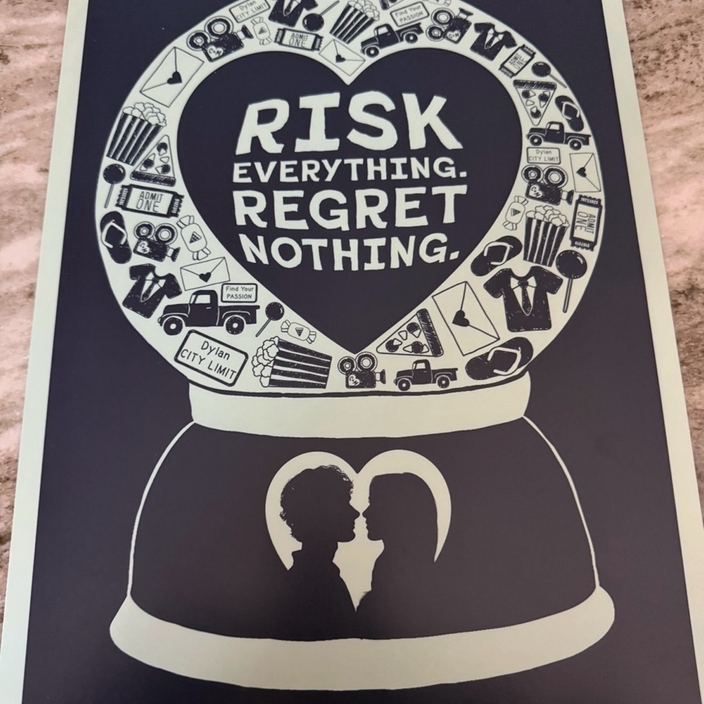 Regretting you movie Heart Poster. 1poster 1 signed necklace 1 set of stickers.